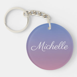 Pale pink and blue gradient ombre keychain