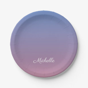 Pale pink and blue gradient ombre paper plate