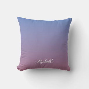 Pale pink and blue gradient ombre throw pillow