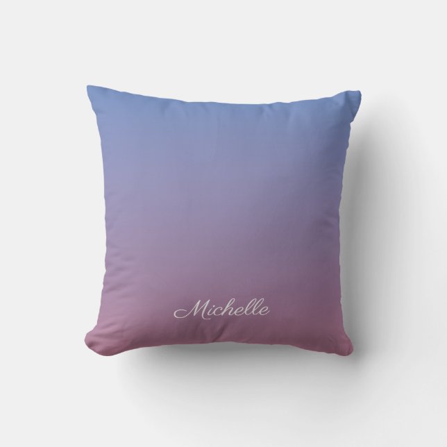 Pale pink and blue gradient ombre throw pillow (Front)