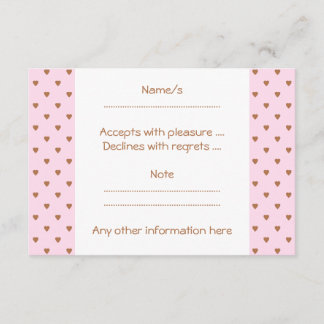 Pale pink and brown heart pattern. RSVP card