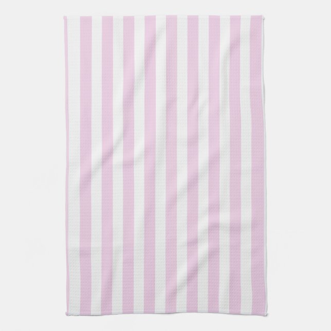 Pale pink and white candy stripes kitchen towel (Vertical)