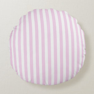 Pale pink and white candy stripes round pillow