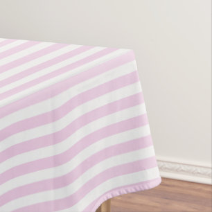 Pale pink and white candy stripes tablecloth