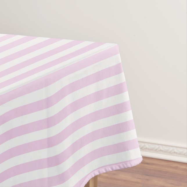 Pale pink and white candy stripes tablecloth (In Situ)