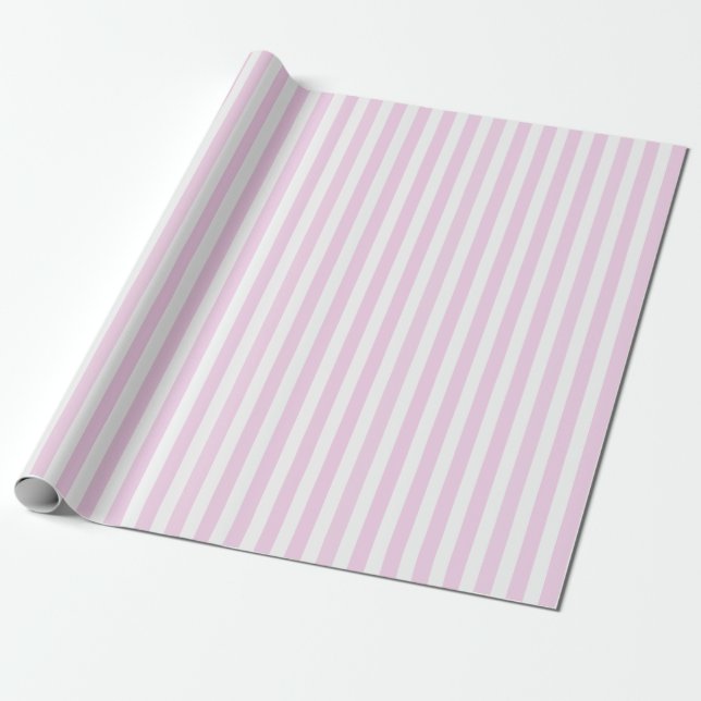 Pale pink and white candy stripes wrapping paper (Unrolled)