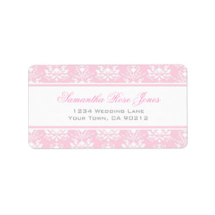 Pale Pink and White Damask Elegant Address Label