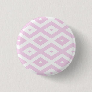 Pale pink and white diamond pattern 1 inch round button