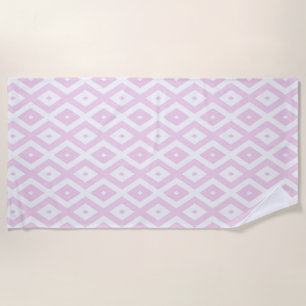 Pale pink and white diamond pattern beach towel