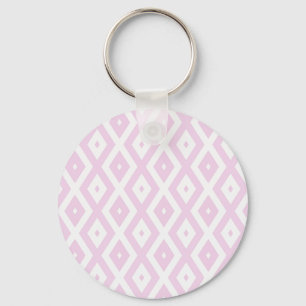 Pale pink and white diamond pattern keychain