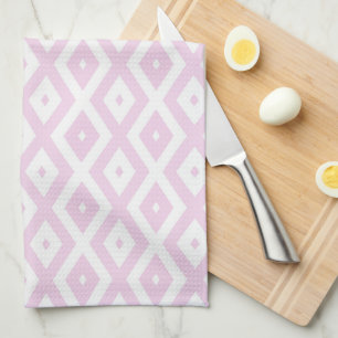 Pale pink and white diamond pattern kitchen towel