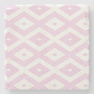 Pale pink and white diamond pattern stone coaster