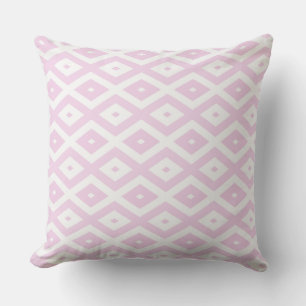 Pale pink and white diamond pattern throw pillow