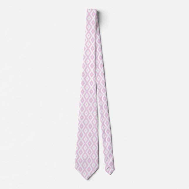 Pale pink and white diamond pattern tie (Front)