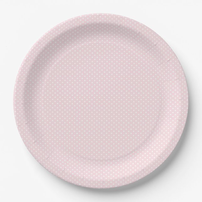 Pale pink and white mini dot paper plate (Front)