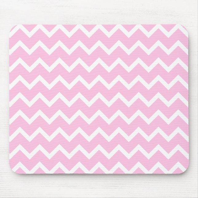 Pale Pink and White Zigzag Pattern. Mouse Pad (Front)