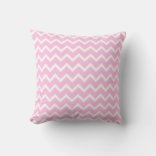 Pale Pink and White Zigzag Pattern. Throw Pillow (Front)