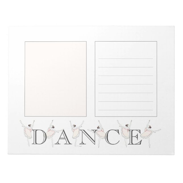 Pale Pink Ballerina Dance Lined Pink Notepad  (Front)