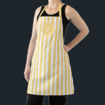 Pale Pink Beach Stripe Personalized Monogram Apron<br><div class="desc">Pale yellow French beach cabin inspired stripe with hand script font monogram adults apron. Personalize with your own initial. Matching accessories available in our French Beach Cabin Collection.</div>