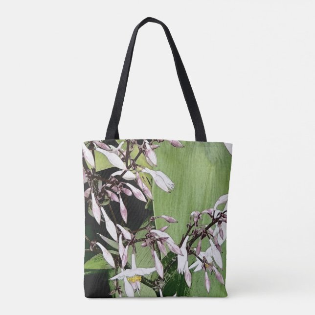 pale pink bell flower & leaf tote bag (Back)