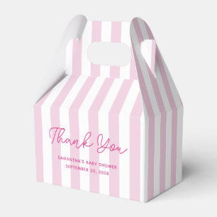Pale Pink Candy Stripe Baby Shower Thank You Favor Box