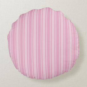 Pale pink candy stripes round pillow
