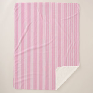 Pale pink candy stripes sherpa blanket