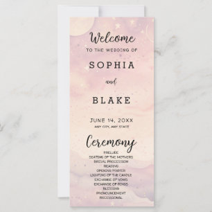 Pale Pink Celestial Wedding Program