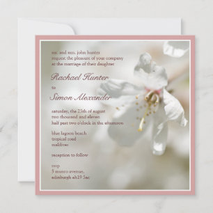 Pale Pink Cherry Blossom Wedding Invitiation Invitation