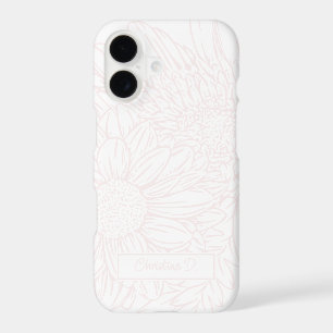 Pale Pink Chrysanthemums Line Drawing with Name