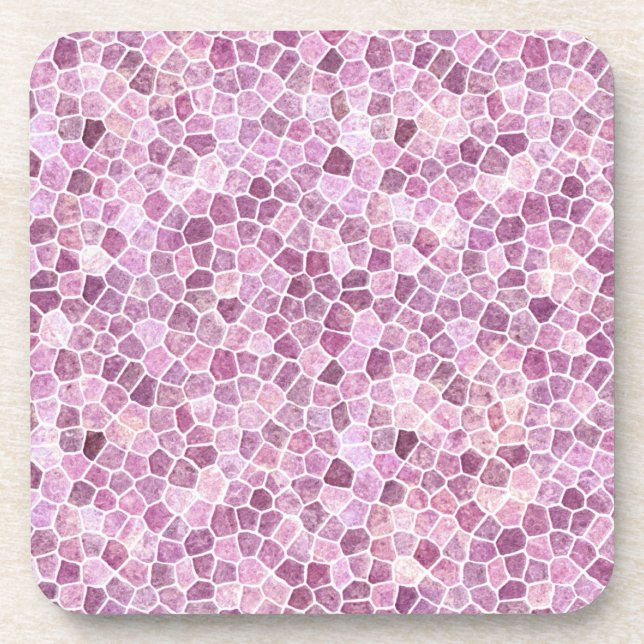 Pale Pink Cobbled Patchwork Terrazo Pattern Coaster (Front)