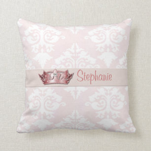 Pale Pink Damask Princess Throw Pillow