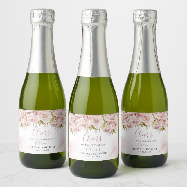 Pale Pink Dusty Rose Bridal Shower Sparkling Wine  Label (Bottles)
