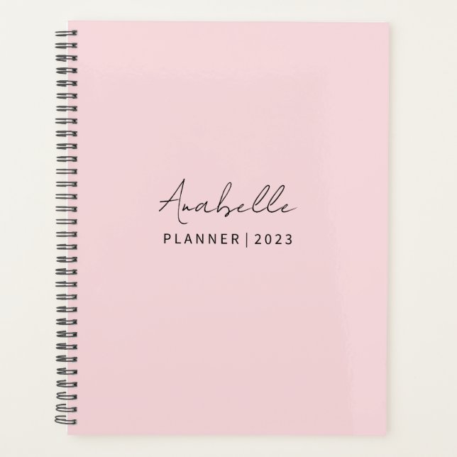 Pale pink elegant custom planner (Front)