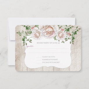 Pale Pink Farmhouse Barnwood Wedding RSVP