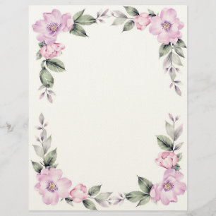 Pale Pink Floral Border Letterhead