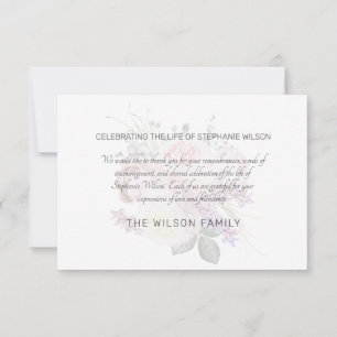 Pale Pink Floral Funeral Bereavement Thank You