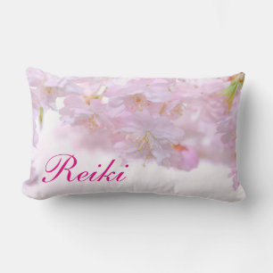 Pale Pink floral Reiki Blossom Lumbar Pillow