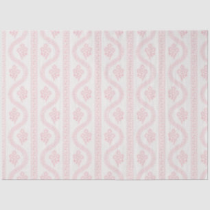 Pale Pink Floral Ribbon on Cream Tissue Paper