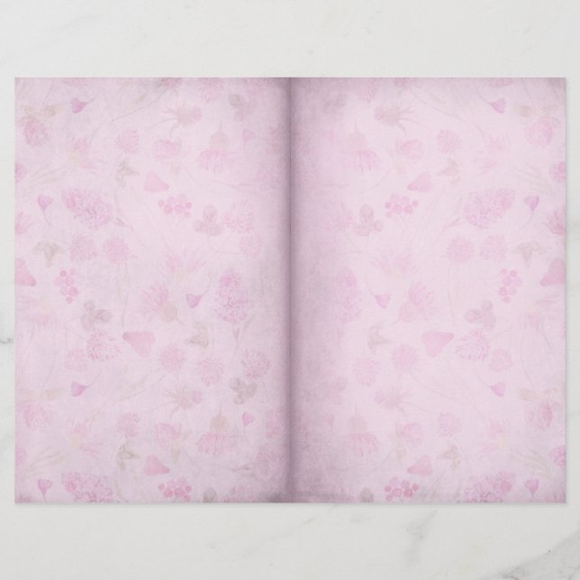 Pale Pink Floral Shabby Scrapbook Paper (Front)