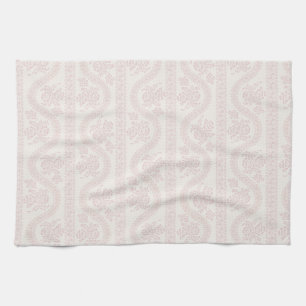 Pale Pink Floral Vine Stripe, Cream Kitchen Towel