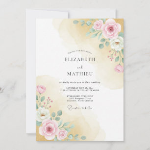 Pale Pink Floral Whimsy Wedding Invitation