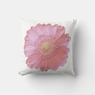 Pale pink gerbera daisy throw pillow