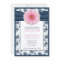 Pale Pink Gerbera Navy Floral Wedding Invitation
