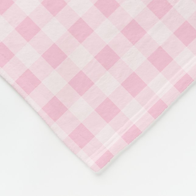 Pale Pink Gingham Fleece Blanket (Corner)