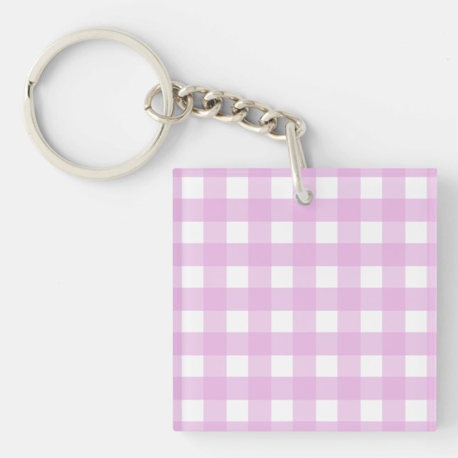 Pale pink gingham keychain (Front)