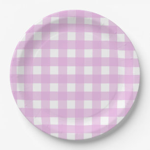 Pale pink gingham paper plate