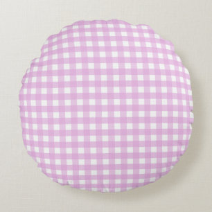Pale pink gingham round pillow