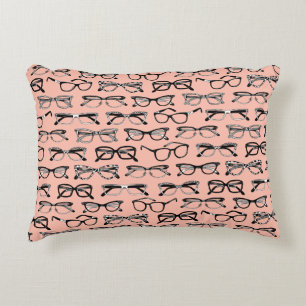 Pale Pink Glasses, Eyeglasses, Eyewear Accent Pillow