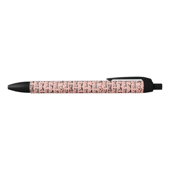 Pale Pink Glasses, Eyeglasses, Eyewear Black Ink Pen (Top)